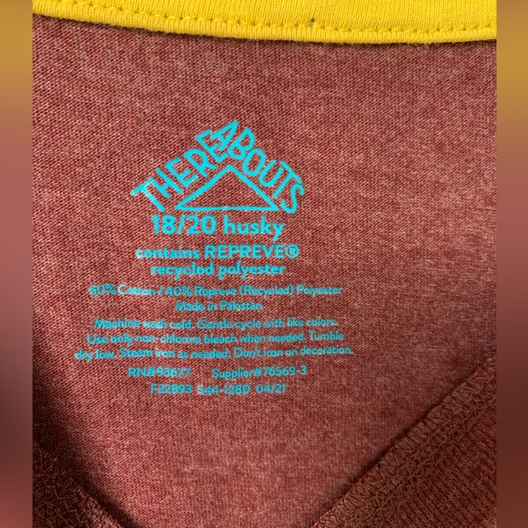 There A Bouts (18-20 Husky) Long Sleeve Maroon T-Shirt with Hold wording - Picture 2 of 3